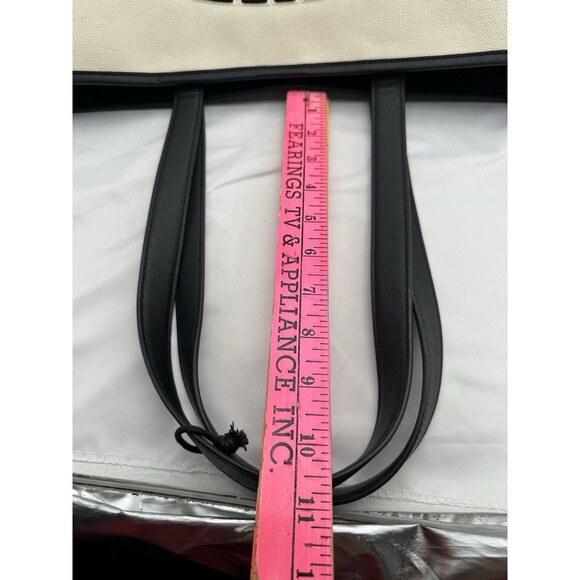 MLB Korea New York Yankees Canvas Tote Bag Big Logo Beige Black FLAWS READ - Picture 10 of 16